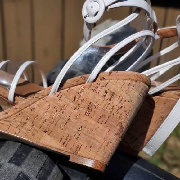 Clear White Plastic Wedge heels - Picture 3 of 9